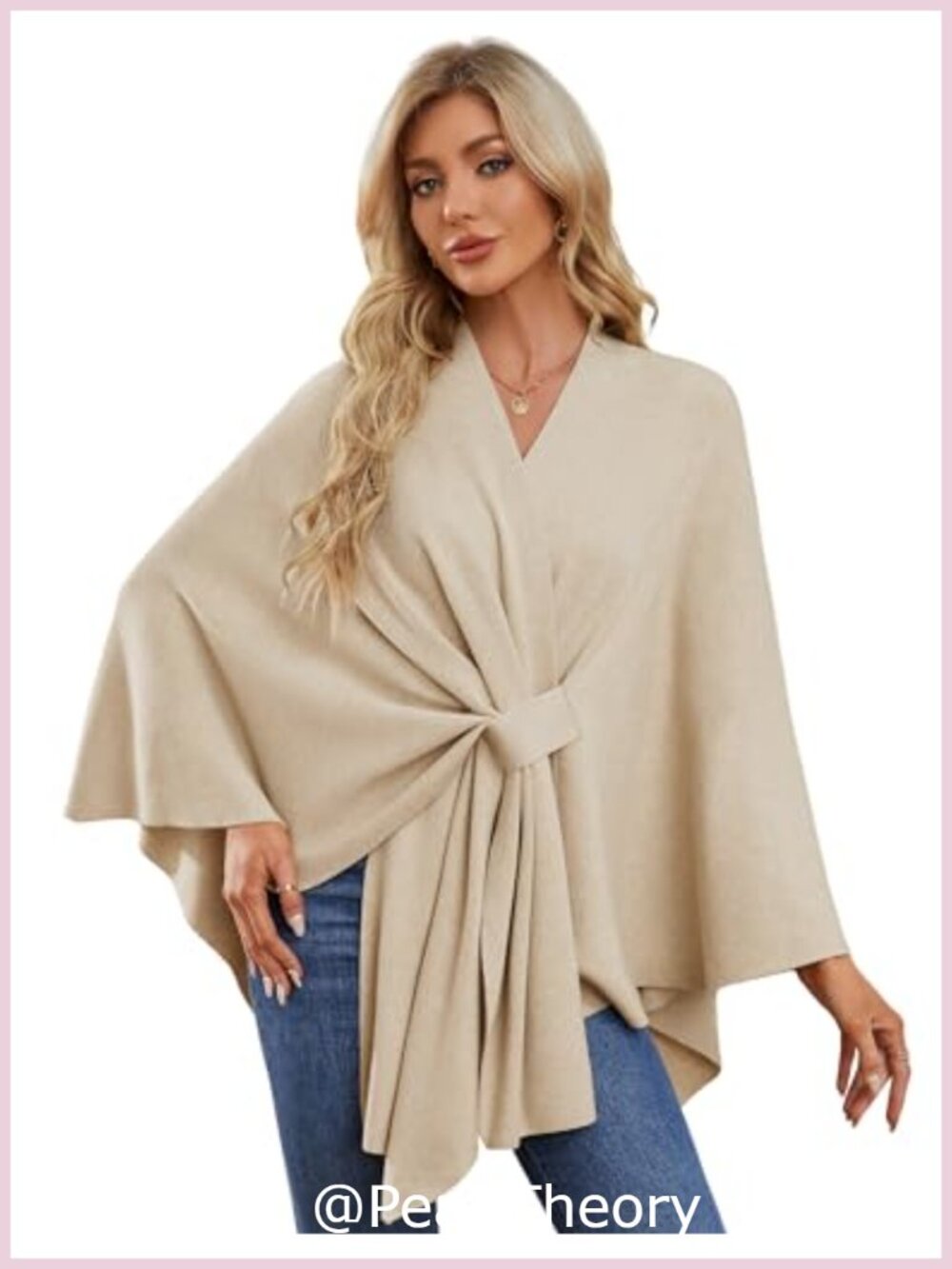 Elegant Shawl Wrap Open Front Poncho Sweater